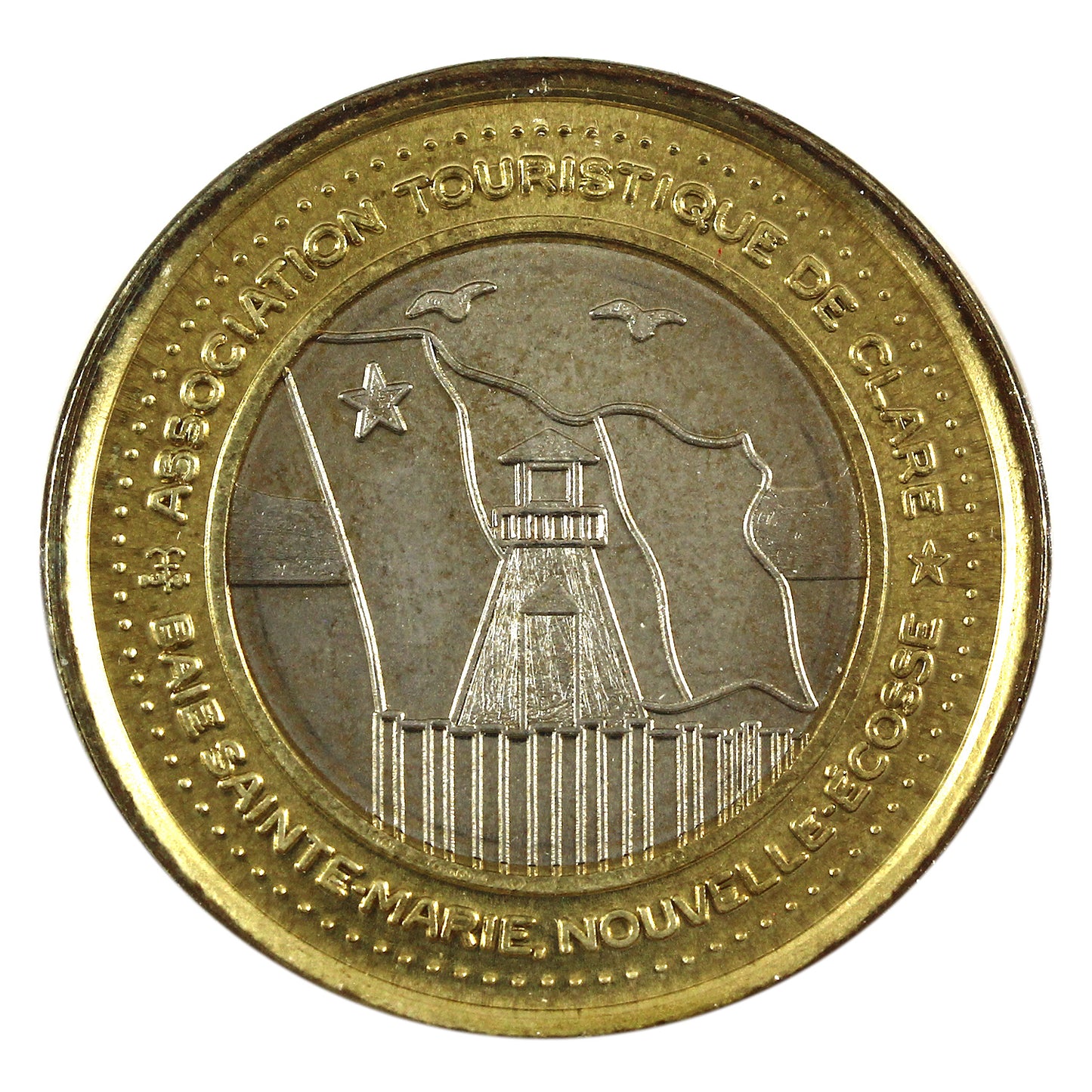 2003 Baie Saint Marie, Nova Scotia Bi-Metallic $3 Trade Token - Acadian Chapel