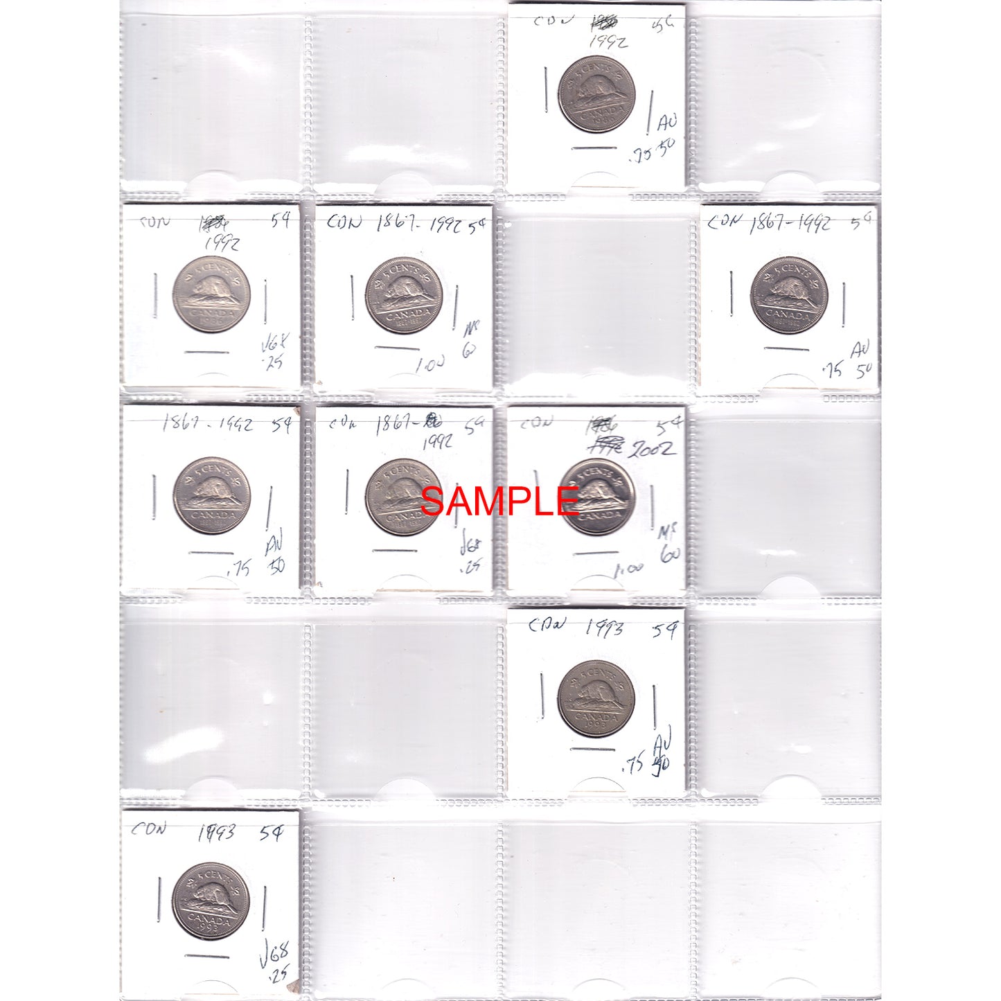 Lot of 80+ Canada 5-cent Collection in Binder
