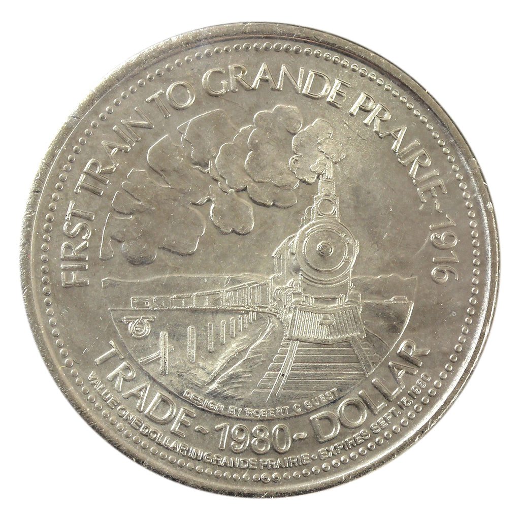 1980 Grande Prairie, AB First Train to Grande Prairie Trade Dollar Token