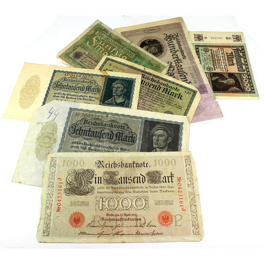 Lot of 7x Different German Large Size Notes, Circ, 7Pcs.
