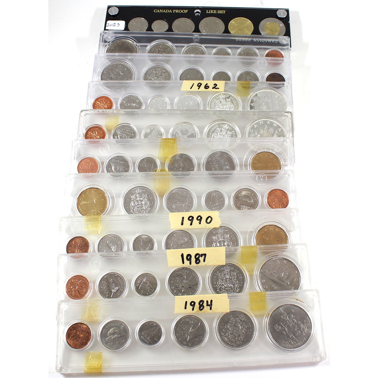 Lot of 10x 1961-2023 Canada Year Sets, 10Pcs. (Impaired)