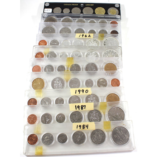 Lot of 10x 1961-2023 Canada Year Sets, 10Pcs. (Impaired)