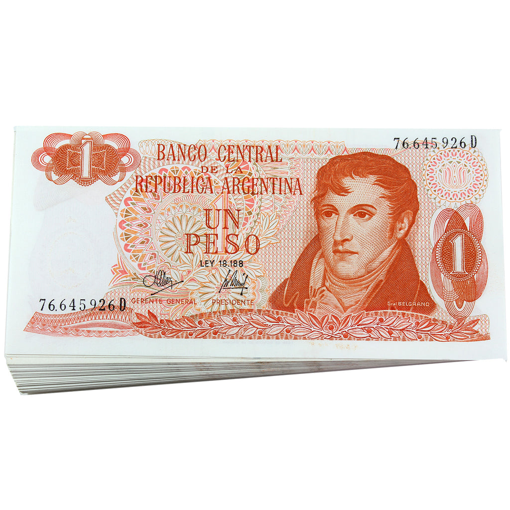 Lot of 80x 1970-1973 Argentina Peso Banknotes, 80Pcs.