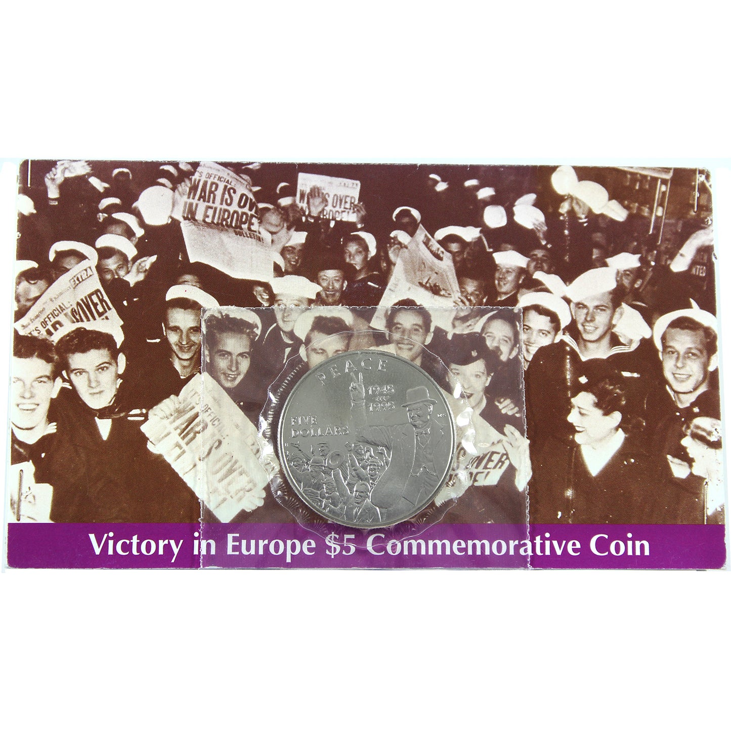 1995 Marshall Islands $5 Victory in Europe Commemorative Coin in Folder