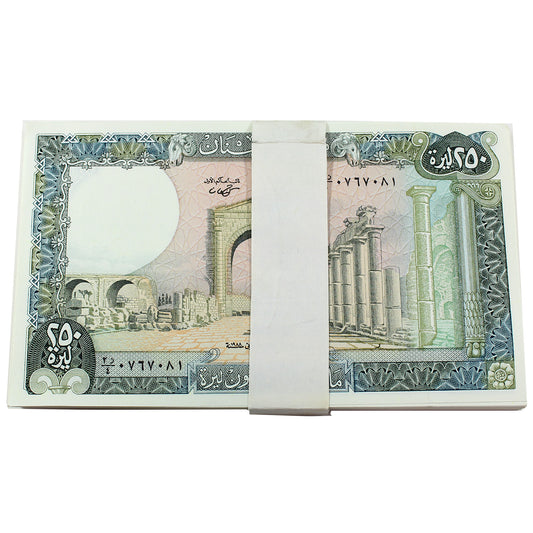 Lot of 66x 1978-1988 Lebanon 250 Livres Banknotes, 66Pcs.