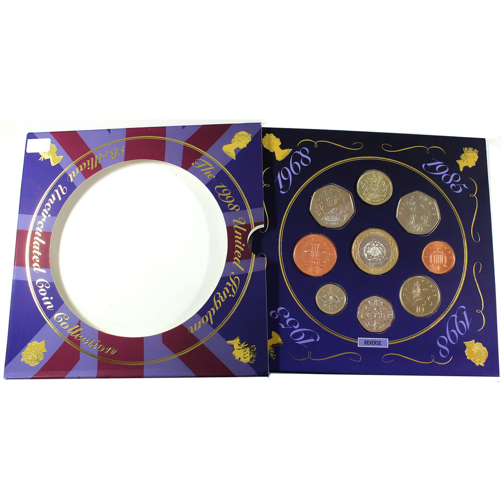 1998 UK Brilliant Uncirculated 9-Coin Collection in Folder