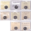 Lot of 8x 1959-1965 Canada 5-cents ICCS & Coin Mart Certified PL63 to PL65, 8Pcs.
