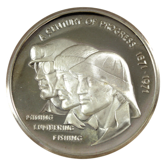1971 British Columbia Centennial A Century of Progress Silver Medal in Capsule (Impaired)