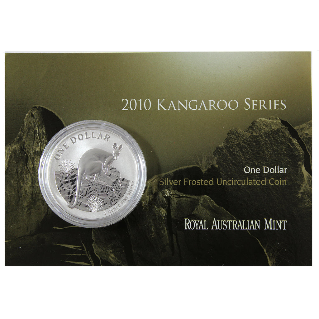 2010 Australia $1 Kangaroo 1oz. Fine Silver Frosted Uncirculated Coin in Card (No Tax)