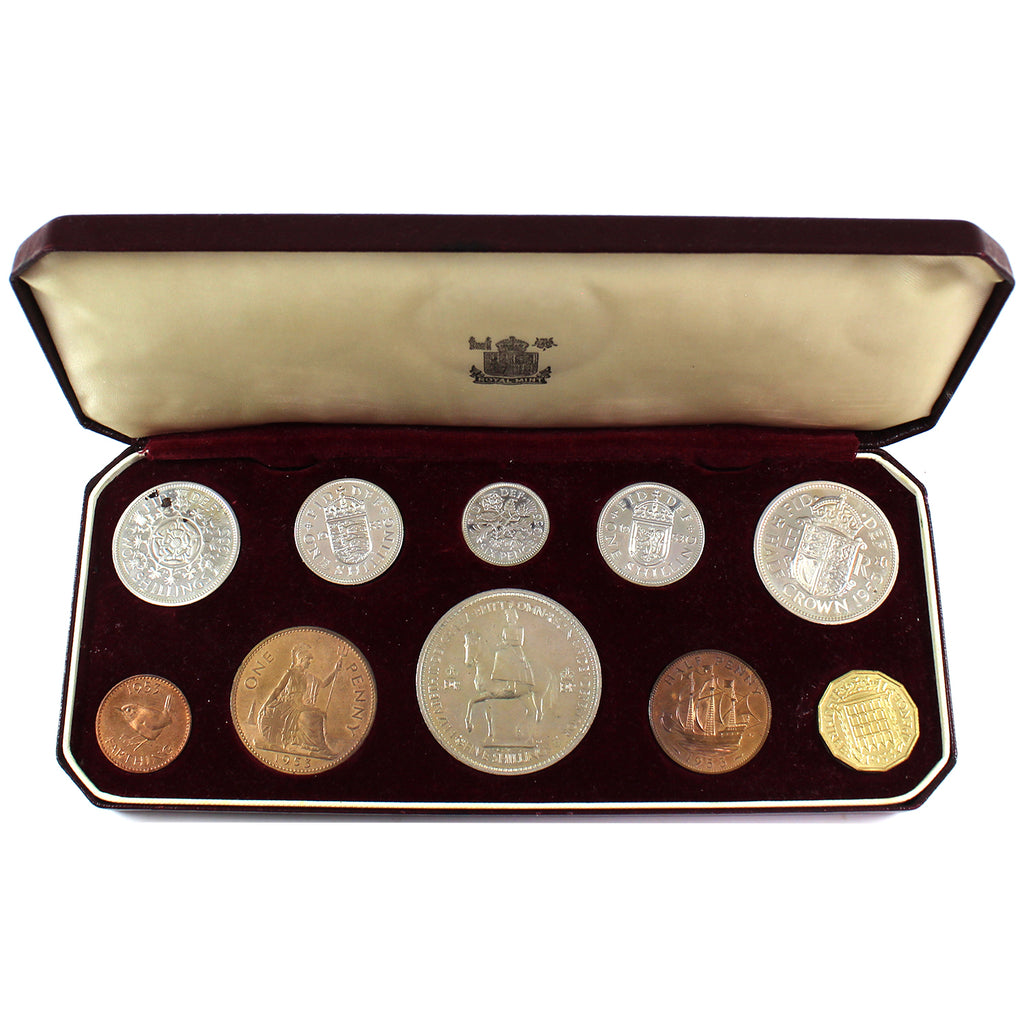 1953 Great Britain Coronation 10-Coin Proof Set in Original Case (Sold As Is)