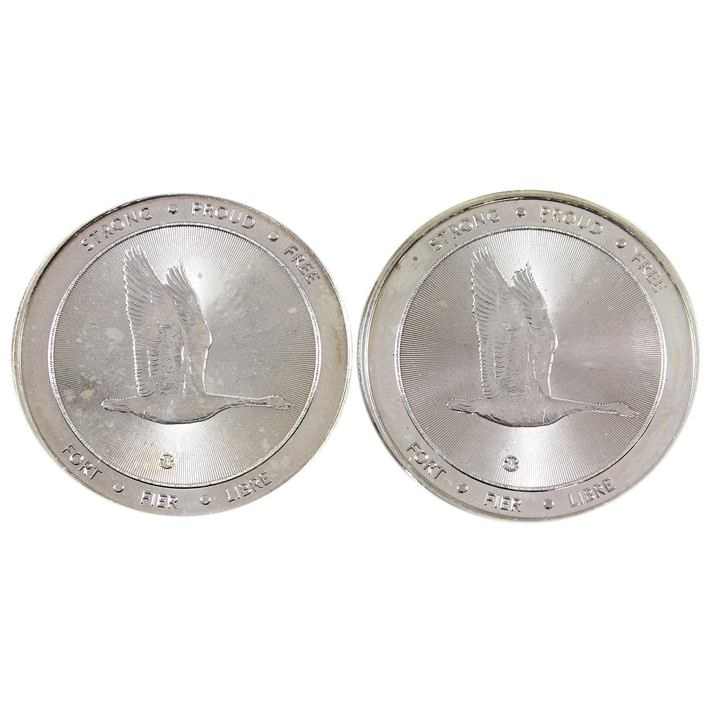Pair of 2017 Canada 150th Anniversary 1oz. Silver Rounds, 2Pcs (No Tax) Lightly Scratched