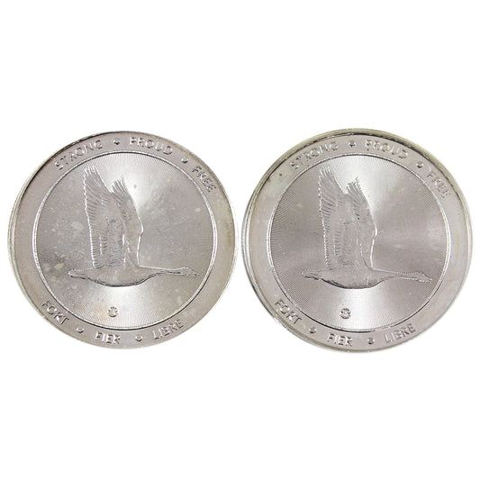 Pair of 2017 Canada 150th Anniversary 1oz. Silver Rounds, 2Pcs (No Tax) Lightly Scratched