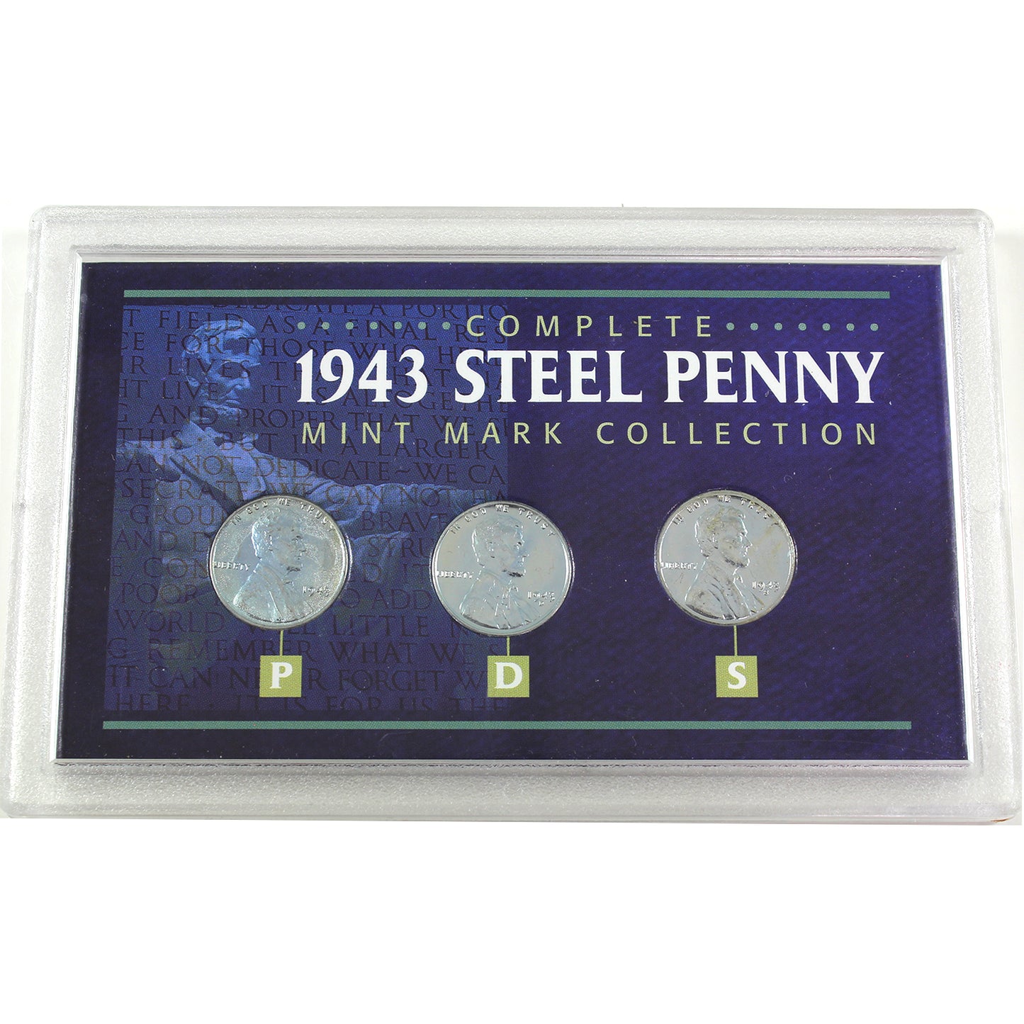 1943 USA Complete Steel PDS 3-Penny Set in Holder