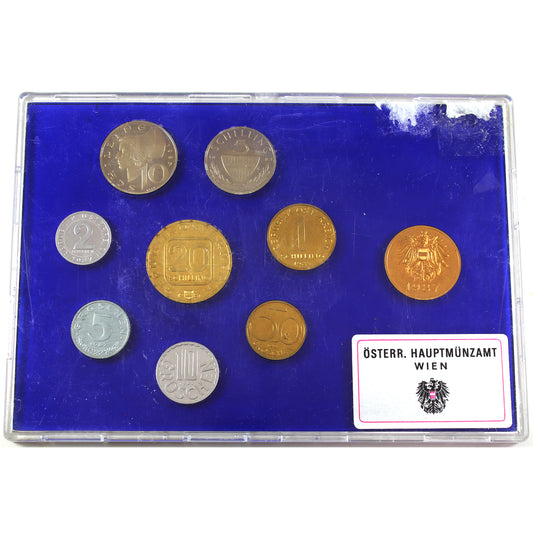 1987 Austria 8-Coin Proof Set with Mint Medallion in Case (Impaired)