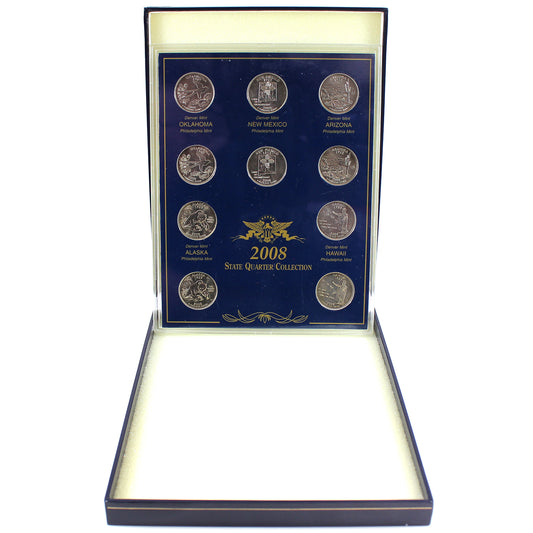 2008 USA P&D 10-State Quarter Collection in Case (Impaired)