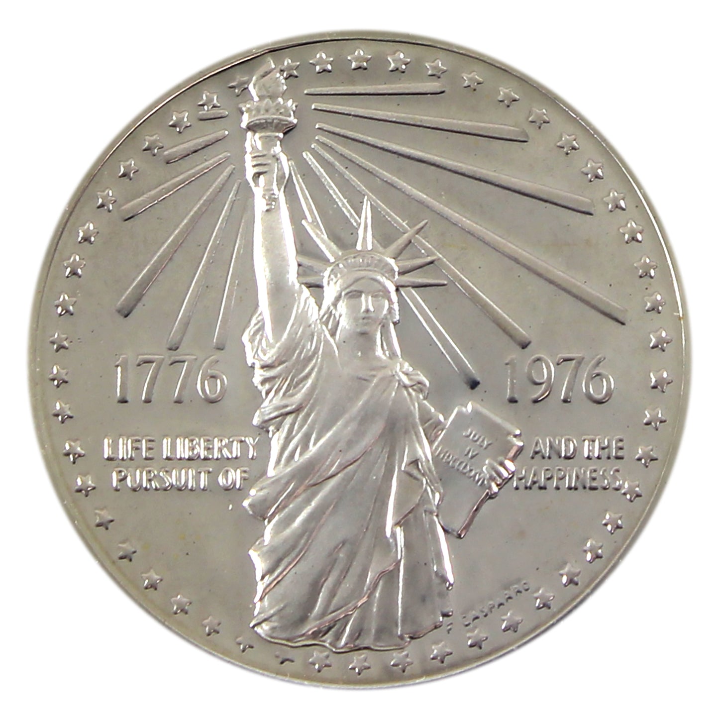 1976 USA American Revolution Bicentennial Silver Plated Medal in Case (Impaired)