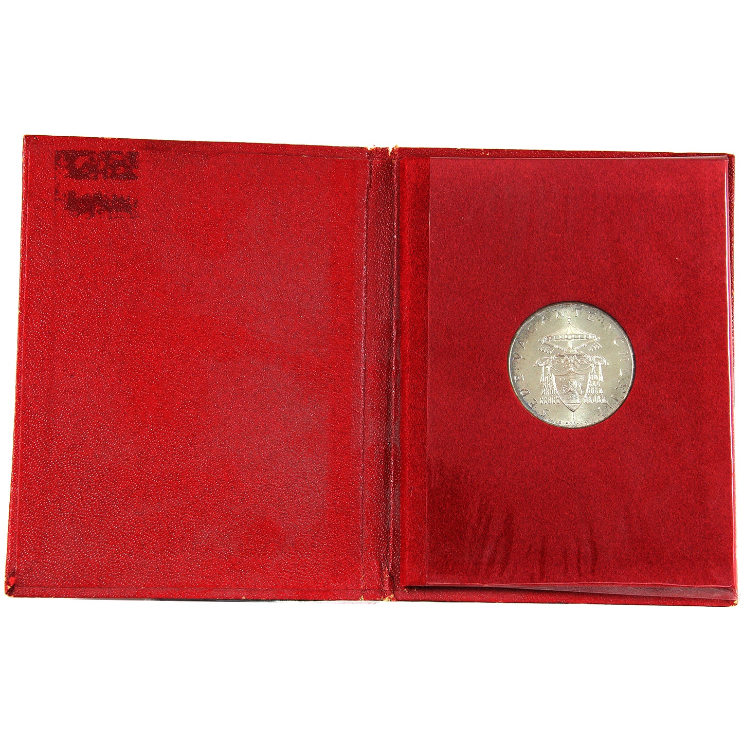 1963 Vatican 500 Lire Sede Vacante MCMLXIII Silver Coin in Small Red Album (Impaired)