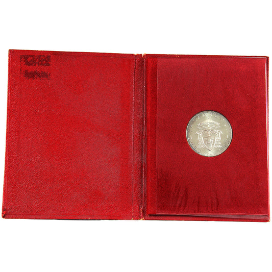 1963 Vatican 500 Lire Sede Vacante MCMLXIII Silver Coin in Small Red Album (Impaired)