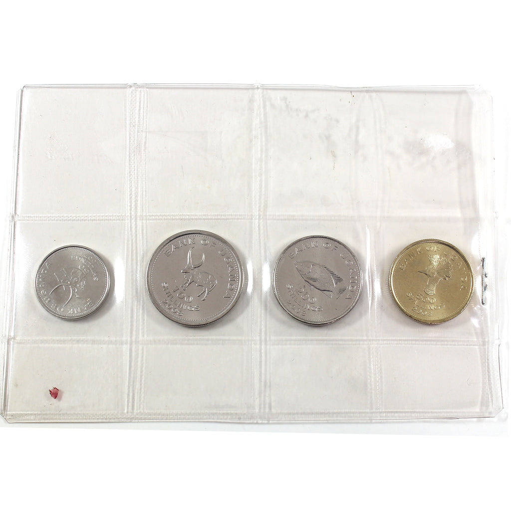 2007-2008 Uganda Uncirculated 4-Coin Set in Plaster Holder (Light Scratches)