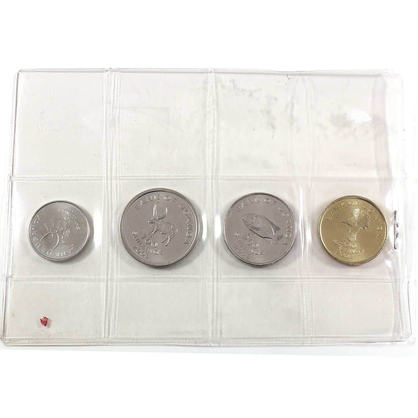2007-2008 Uganda Uncirculated 4-Coin Set in Plaster Holder (Light Scratches)