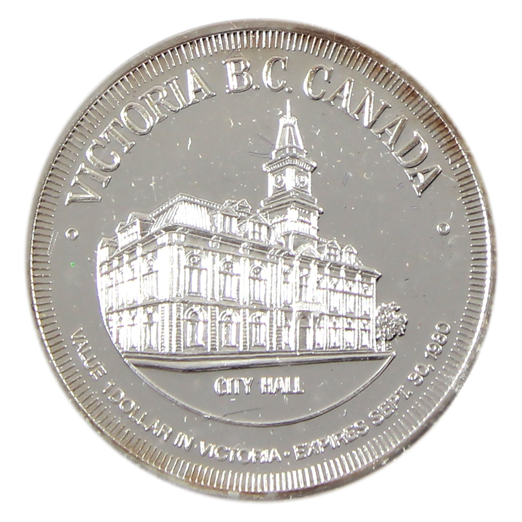 1980 Victoria, BC City Hall Fine Silver Dollar Token in Case (No Tax) Impaired