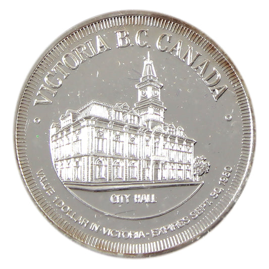 1980 Victoria, BC City Hall Fine Silver Dollar Token in Case (No Tax) Impaired
