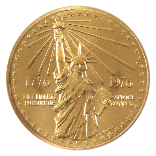1976 USA American Revolution Bicentennial Gold Plated Medal in Case