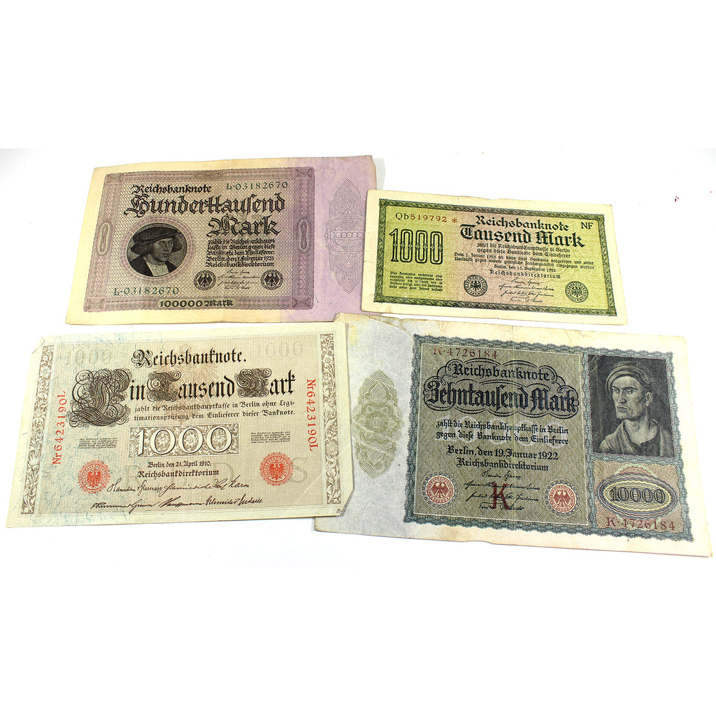 Lot of 4x Different German Large Size Notes, Circ, 4Pcs.