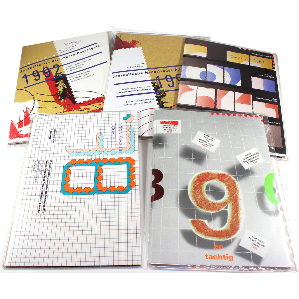 1978 -1992 Netherland Yearly Stamp Sets, 5 Sets. (Writing)