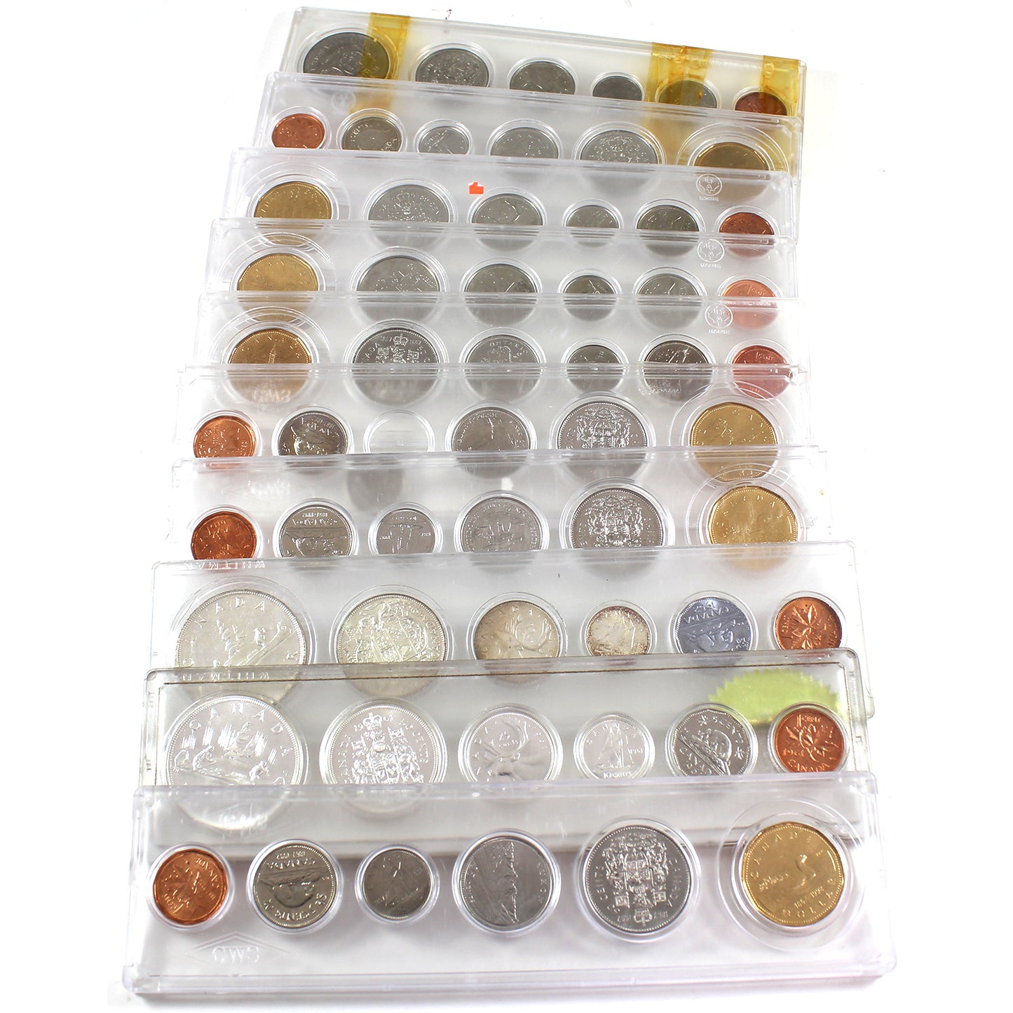 Lot of 10x 1952-2002 Canada Year Sets in Snap lock Cases, 10Pcs. (Impaired)