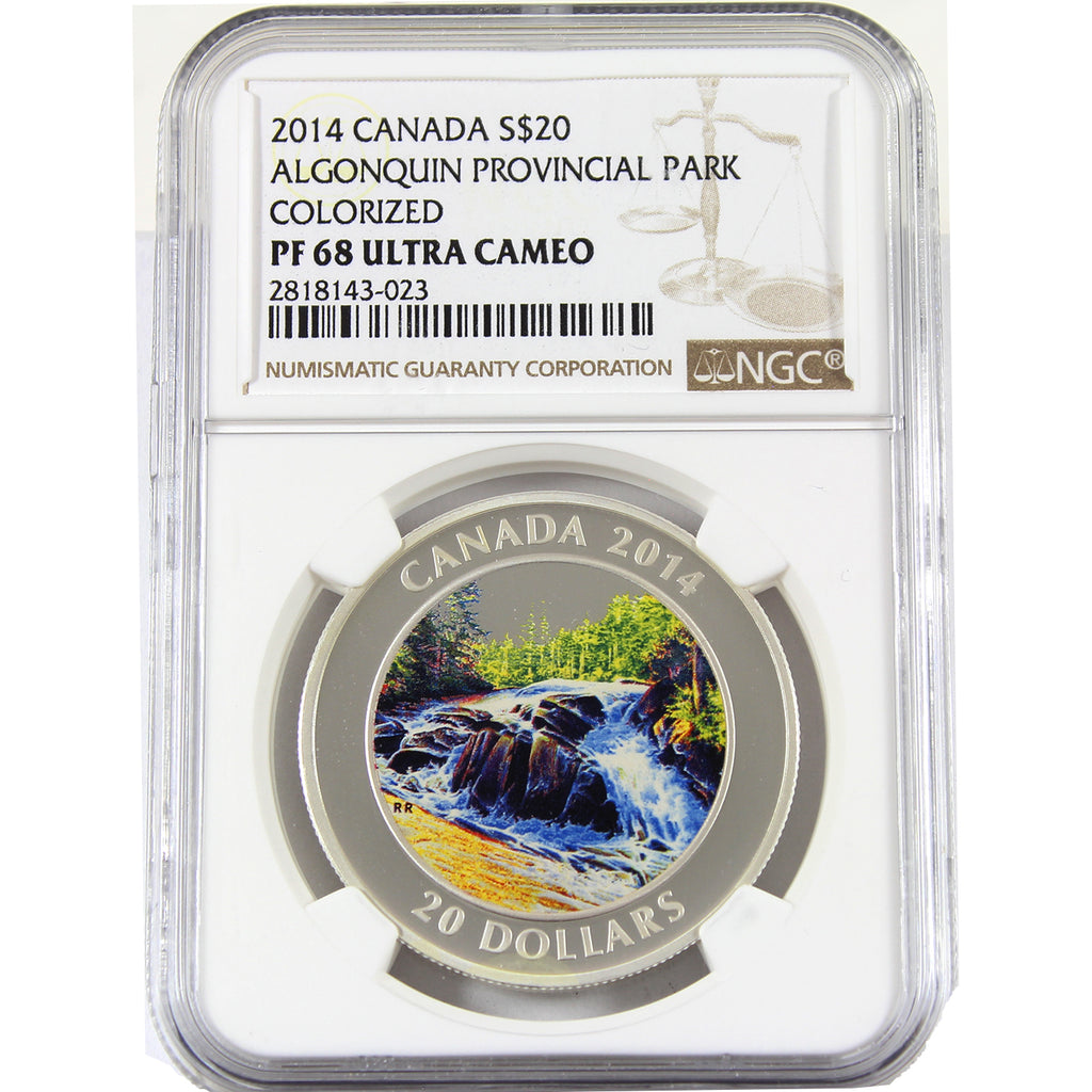 2014 Canada $20 River Rapids Algonquin Provincial Park NGC Cert. PF68 Ultra Cameo (No Tax)