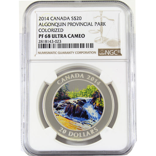 2014 Canada $20 River Rapids Algonquin Provincial Park NGC Cert. PF68 Ultra Cameo (No Tax)
