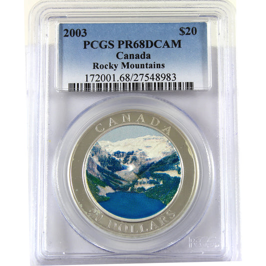 2003 Canada $20 Natural Wonders Fine Silver PCGS Cert. PR68 (Scratched Holder) No Tax