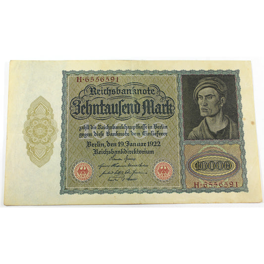 1922 Germany 10,000 Mark Pick #71, EF (Impaired)