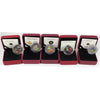 Lot of 5x 2007-2014 Canada 25-cent Birds of Canada In Cases, 5Pcs. (Scuffed Capsules)