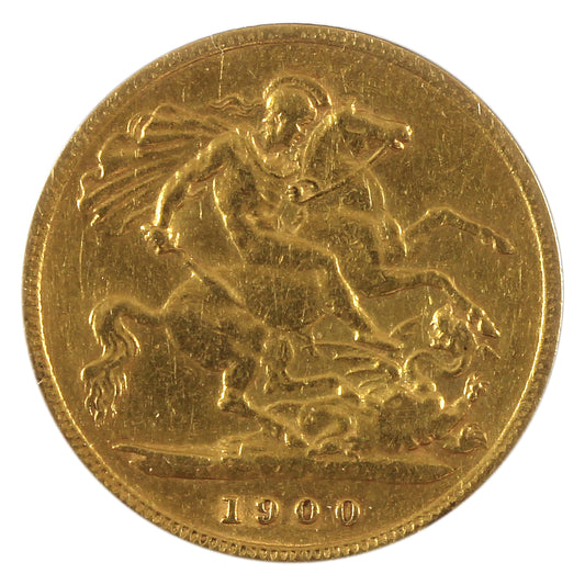 Great Britain 1900 Gold 1/2 Sovereign VF-EF (VF30) Scratched