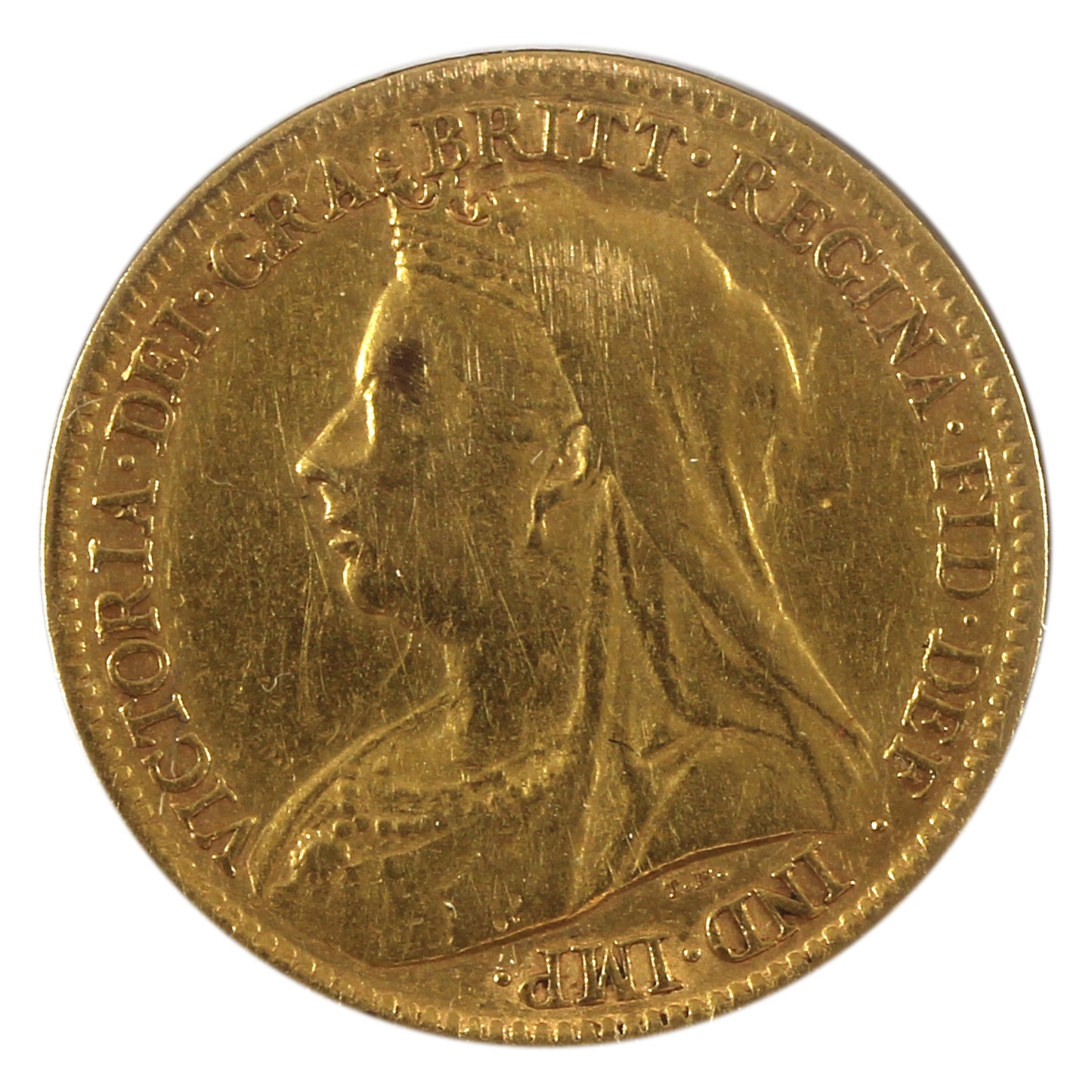 Great Britain 1900 Gold 1/2 Sovereign VF-EF (VF30) Scratched