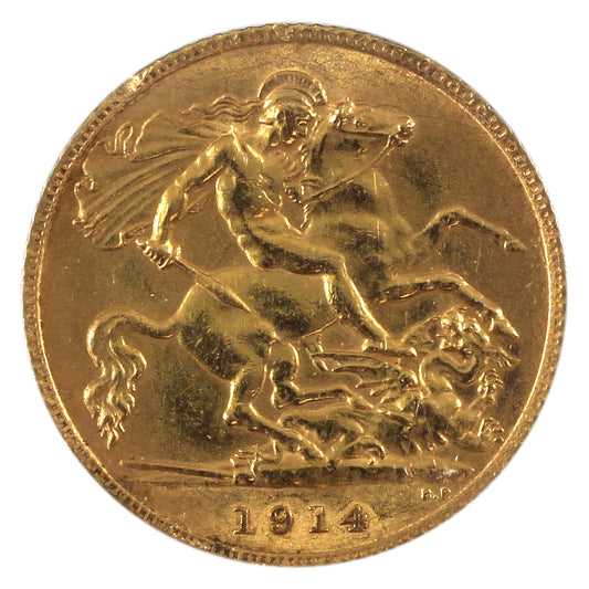 Great Britain 1914 Gold 1/2 Sovereign Brilliant Uncirculated (MS63) Impaired