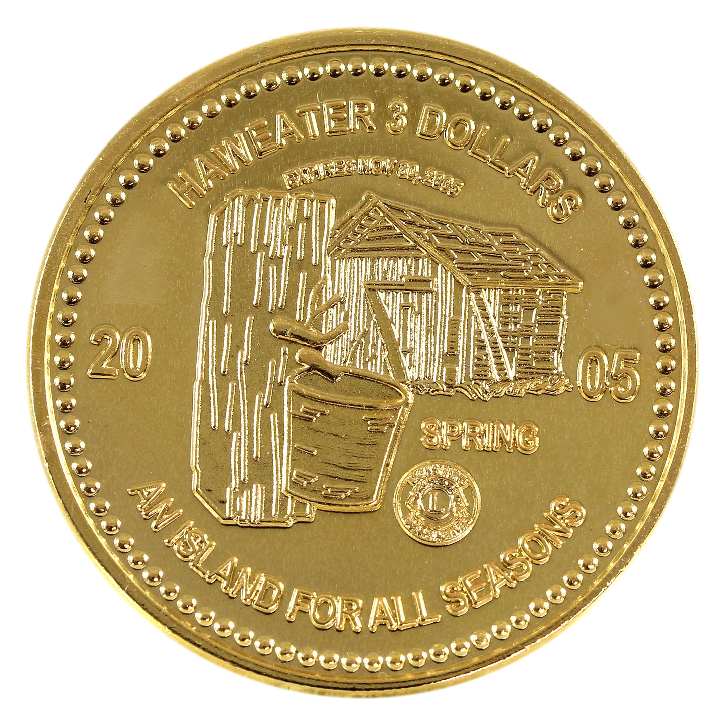 2005 Manitoulin Island, ON Gold Plated 3 Haweater Trade Dollars