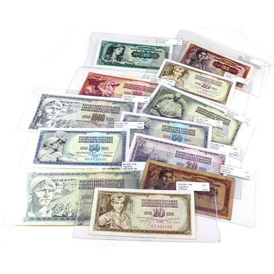 Lot of 12x 1955-1981 Yugoslavia Various Banknotes, Circ to UNC, 12Pcs. (Stain)