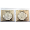 Pair of 1951 & 1956 Canada Dollars, ICCS Certified MS62 & AU50, 2Pcs