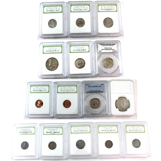 Lot of 15x Assorted 1901-2005 USA Decimal in Holders, 15Pcs (See text)