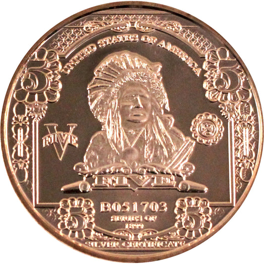 $5 Indian Chief 1oz. .999 Fine Copper