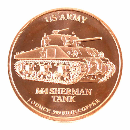 M4 Sherman Tank US Army 1oz. .999 Fine Copper