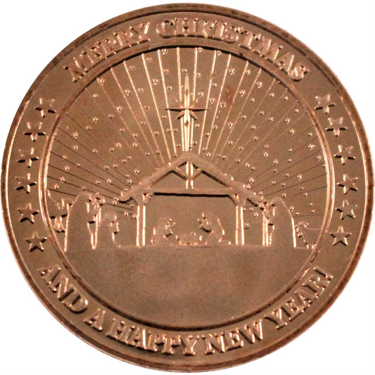 Merry Christmas & Happy New Year with Nativity Scene 1oz. .999 Fine Copper