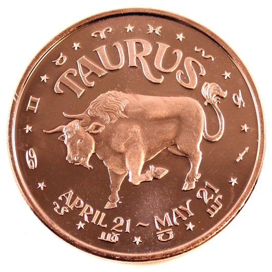 Zodiac Taurus 1oz. .999 Fine Copper