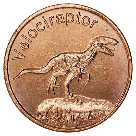Dinosaurs - Velociraptor 1oz. .999 Fine Copper