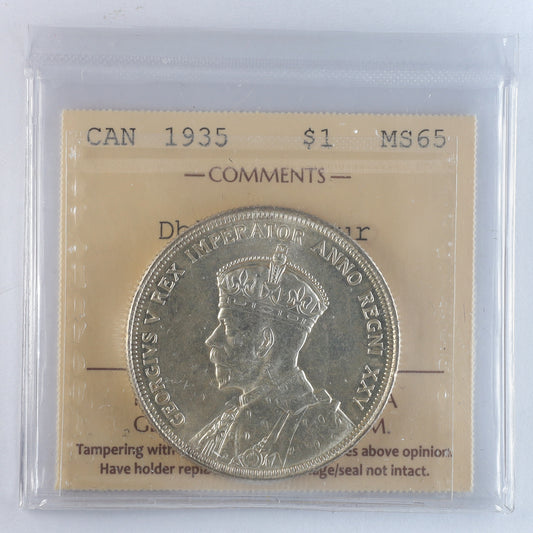 1935 Double Voyageur Canada Dollar ICCS Certified MS65 (XCZ 605)