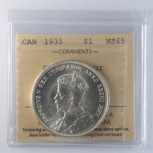1935 Double Voyageur Canada Dollar ICCS Certified MS65 (XCZ 604)