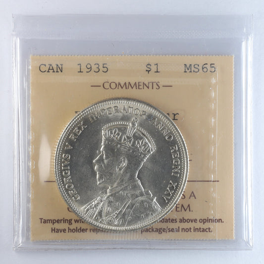 1935 Double Voyageur Canada Dollar ICCS Certified MS65 (XCZ 598)